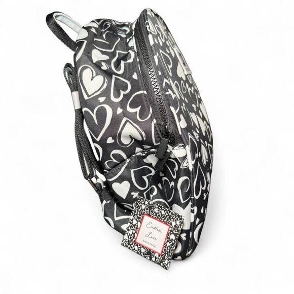 Brighton Endless Love Black & White heart mini backpack adjustable straps - Picture 5 of 7